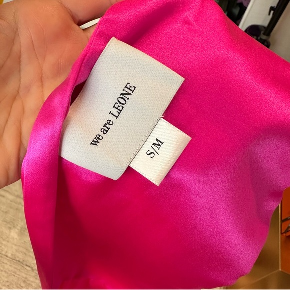 We Are Leone Pink Silk Wrap Crop Top S/M - Picture 2 of 5